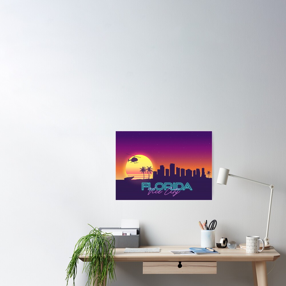 Miami Florida Vice City USA Landscape Retro Skyline 80 S Style Vapor Wave  Stock Vector - Illustration of silhouette, urban: 260293847