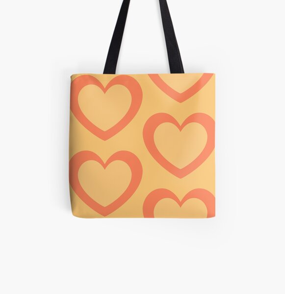 Peachy Love Giant Hearts All Over Print Tote Bag