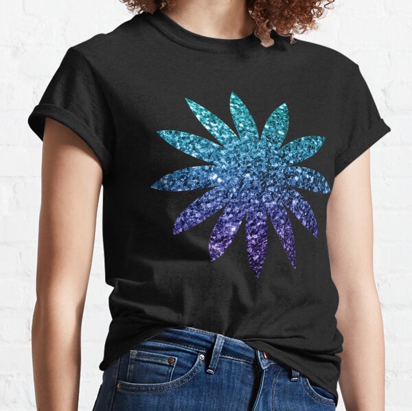 Beautiful Aqua blue Ombre glitter sparkles Classic T-Shirt