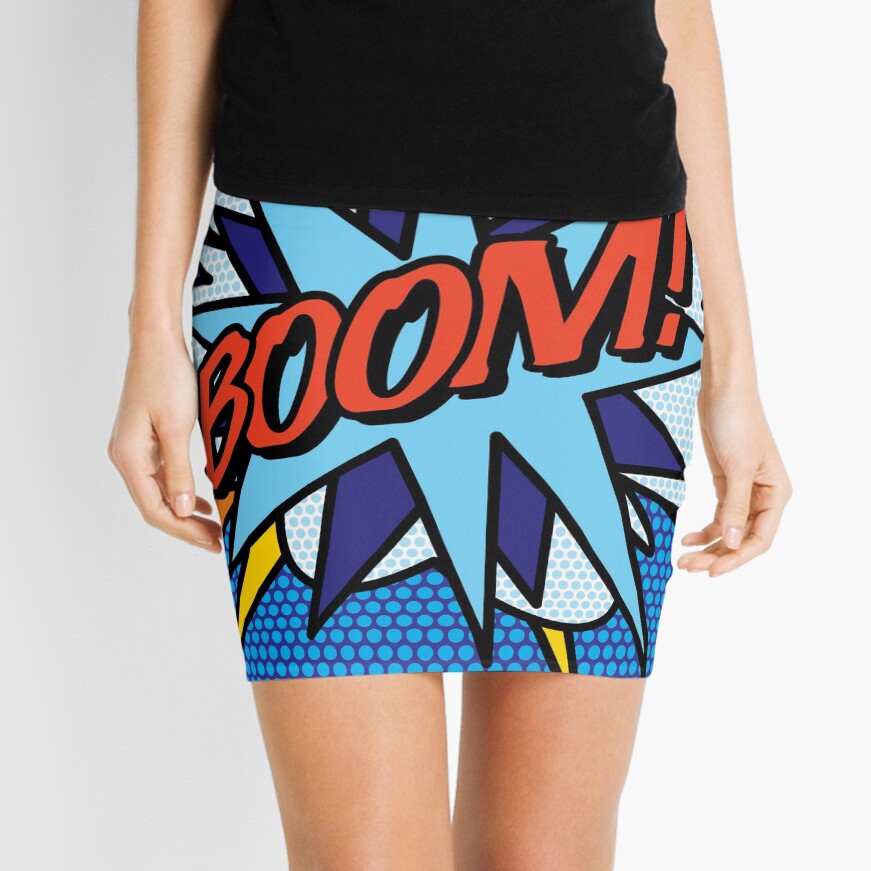 BOOM Comic Book Pop Art Modern Fun Retro Mini Skirt