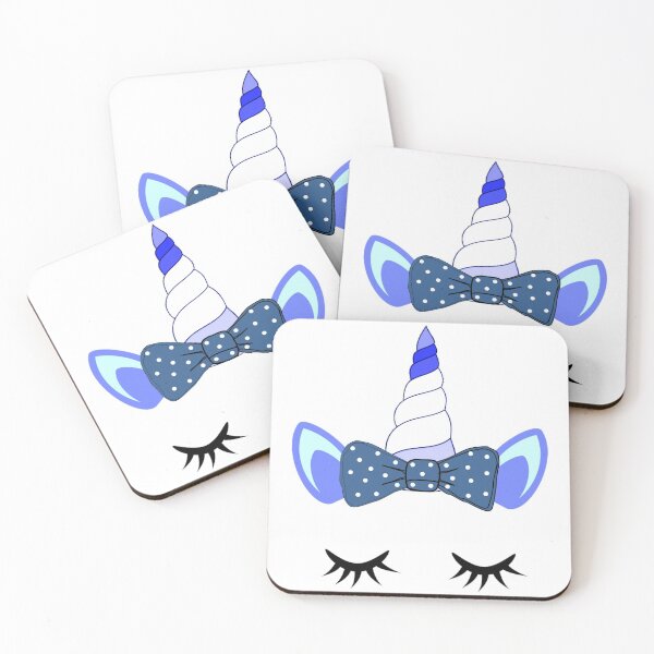 Item preview, unicorn crown white polka dot blue ribbon designed and sold by atevern.