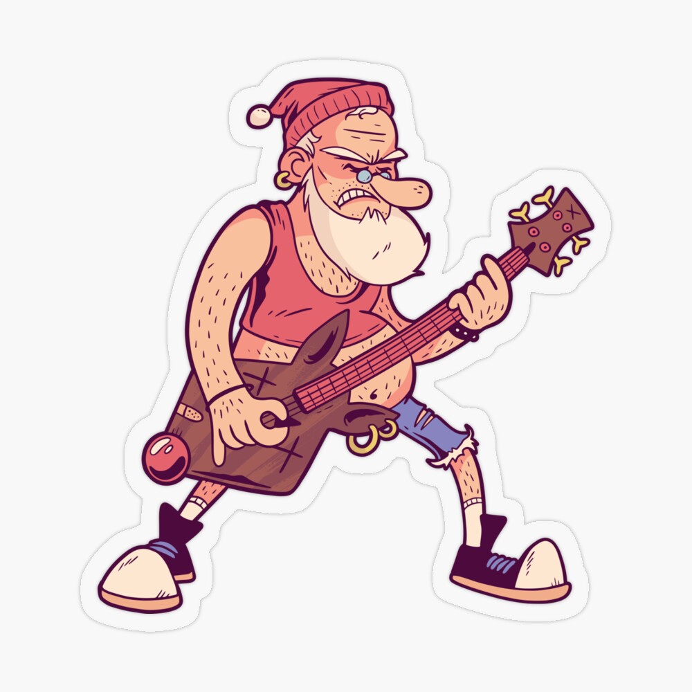 Cool Old Man Playing Rock Music With The Guitar Greeting Card by  JuergenFDesign