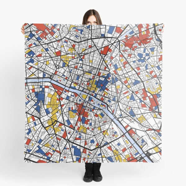 Paris Mondrian map Scarf