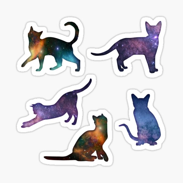 Space Cats Astronomy Galactic Cosmic Cat Silhouettes Sticker