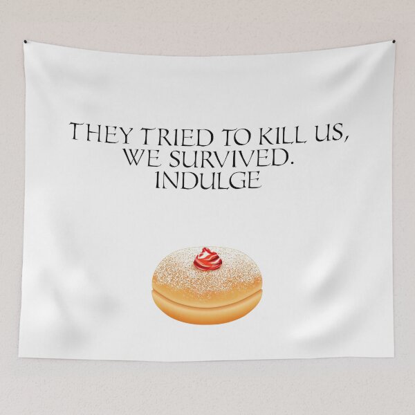 Item preview, Hanukkah Special - Story of hanukka maccabis in short - They Tried to kill us, We  survived. Indulge. Strawberry Jam Donut designed and sold by talgursmusthave.