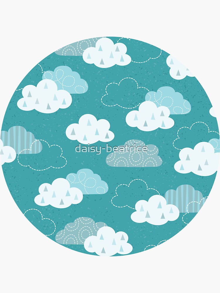 Thumbnail 3 of 3, Sticker, Cloudy Sky on Teal designed and sold by daisy-beatrice.