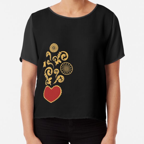 Sicilian Heart - Lemons, Sicilian Decorated Cart, Sacred Decorated Heart Chiffon Top
