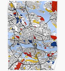 Stockholm Mondrian Karte Poster