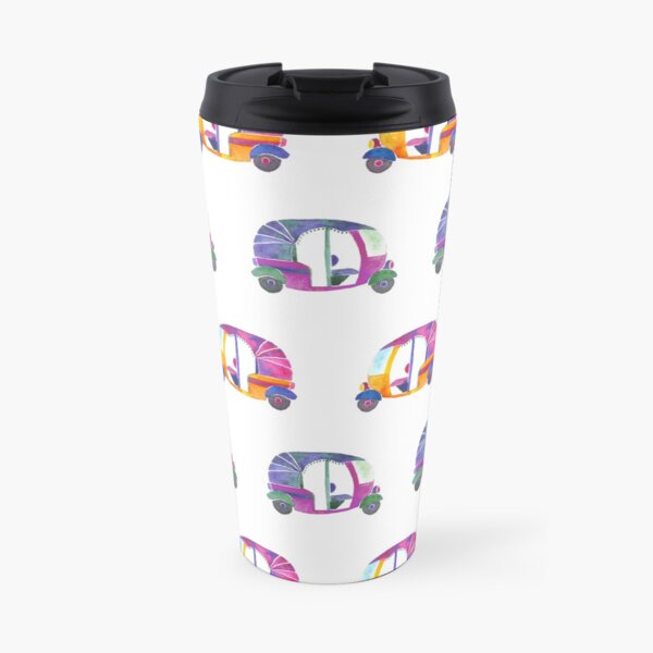 Funky rickshaws pattern Travel Coffee Mug