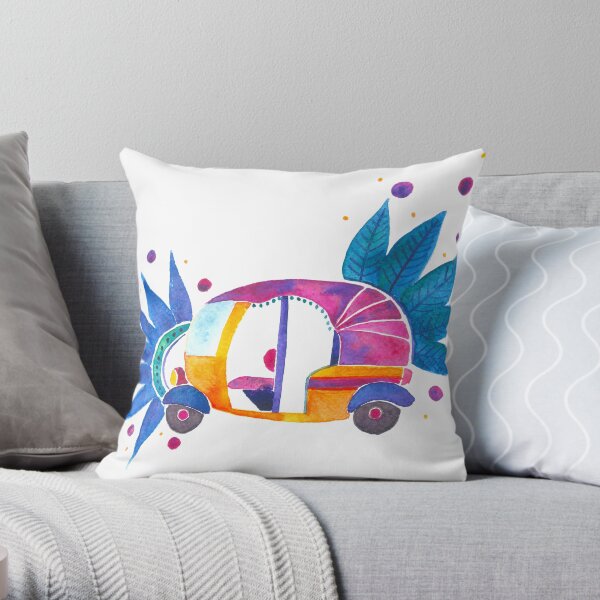 Groovy auto-rickshaw Throw Pillow