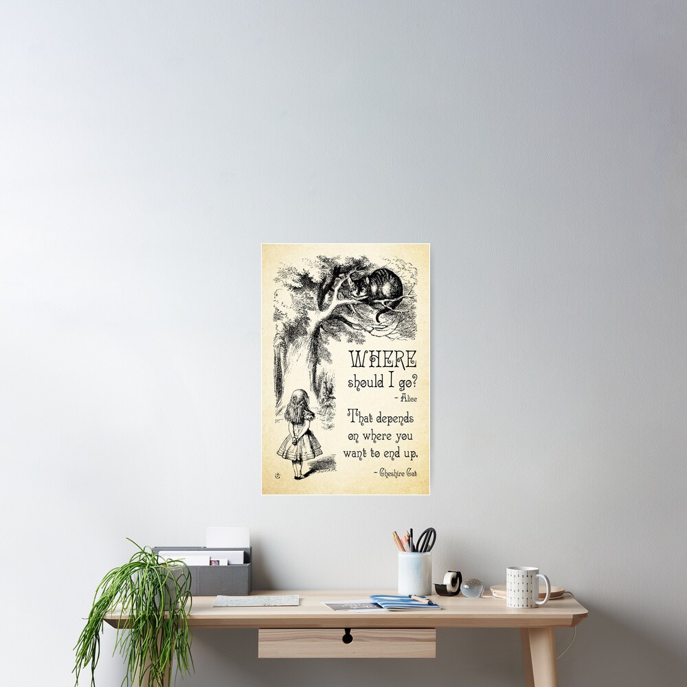 Poster Alice Au Pays Des Merveilles Citation De Chat Du Cheshire Ou Dois Je Aller 0118 Par Contraststudios Redbubble