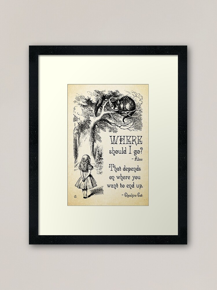 Alice in Wonderland, Alice and Cheshire Cat available as Framed