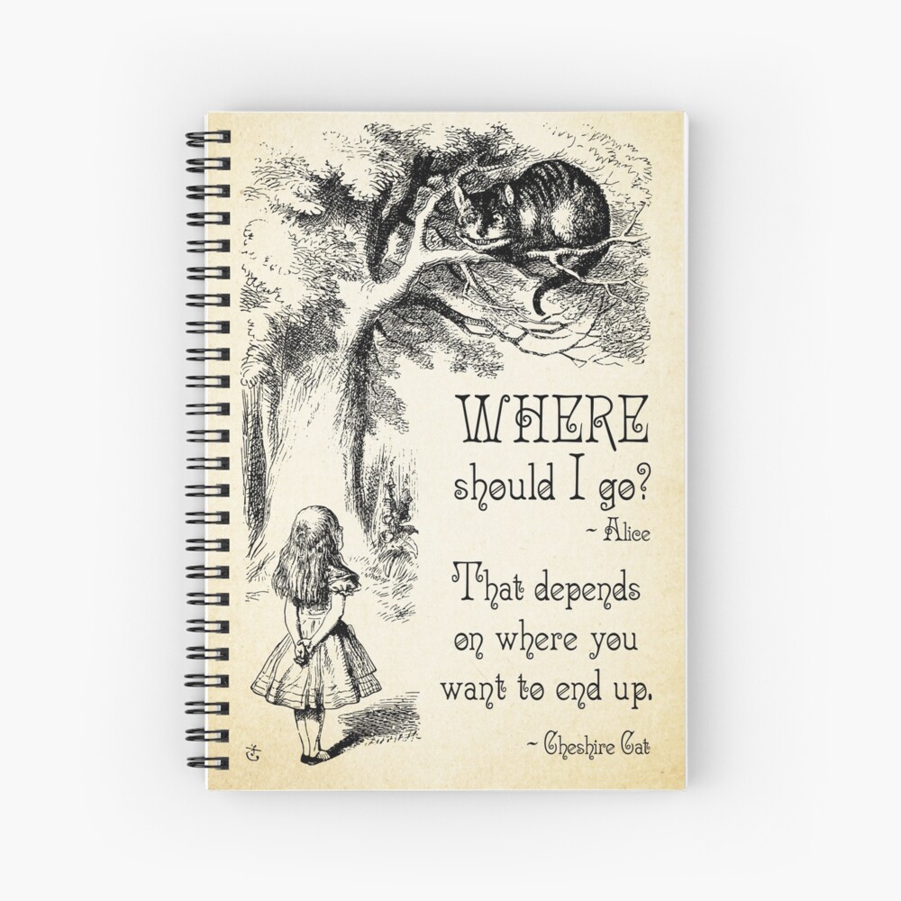 Alice in Wonderland - Cheshire Cat Quote - Where Should I go? - 0118 Spiral Notebook