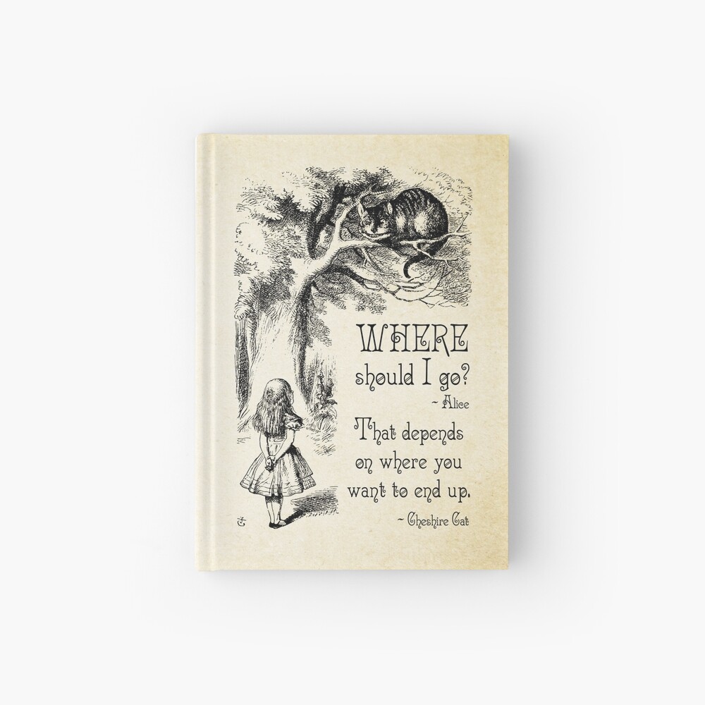 Alice in Wonderland - Cheshire Cat Quote - Where Should I go? - 0118 Hardcover Journal