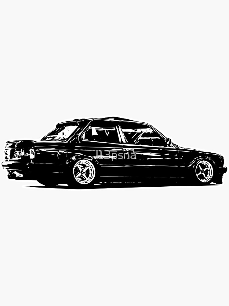 "E30 Coupe BW Artwork" Sticker By L13psna | Redbubble