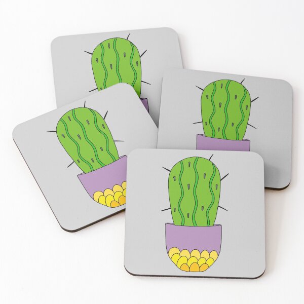 Aperçu de l'œuvre Cute Cactus Design #115: Big Spiky Cactus In A Scalloped Pot créée et vendue par DreamCactus.