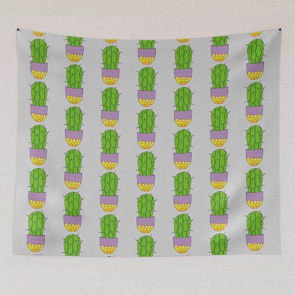 Item preview, Cute Cactus Design #115: Big Spiky Cactus In A Scalloped Pot designed and sold by DreamCactus.