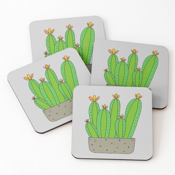 Item preview, Cute Cactus Design #119: Cacti Group With Yellow-Orange Blooms designed and sold by DreamCactus.