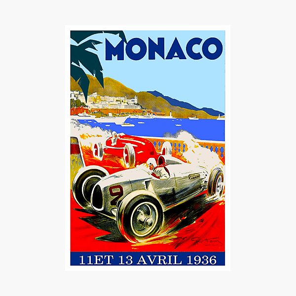 "MONACO GRAND PRIX" Vintage Advertising Print Photographic Print