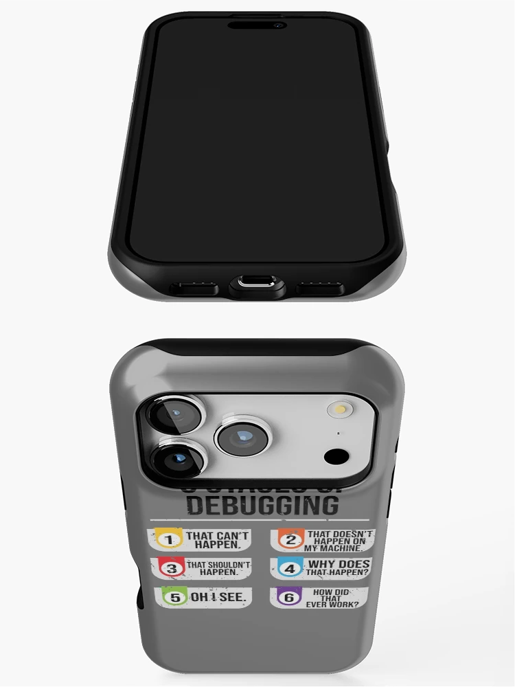 Thumbnail 3 of 4, iPhone Case, 6 Stages Of Debugging Computer Programming designed and sold by eulonix.