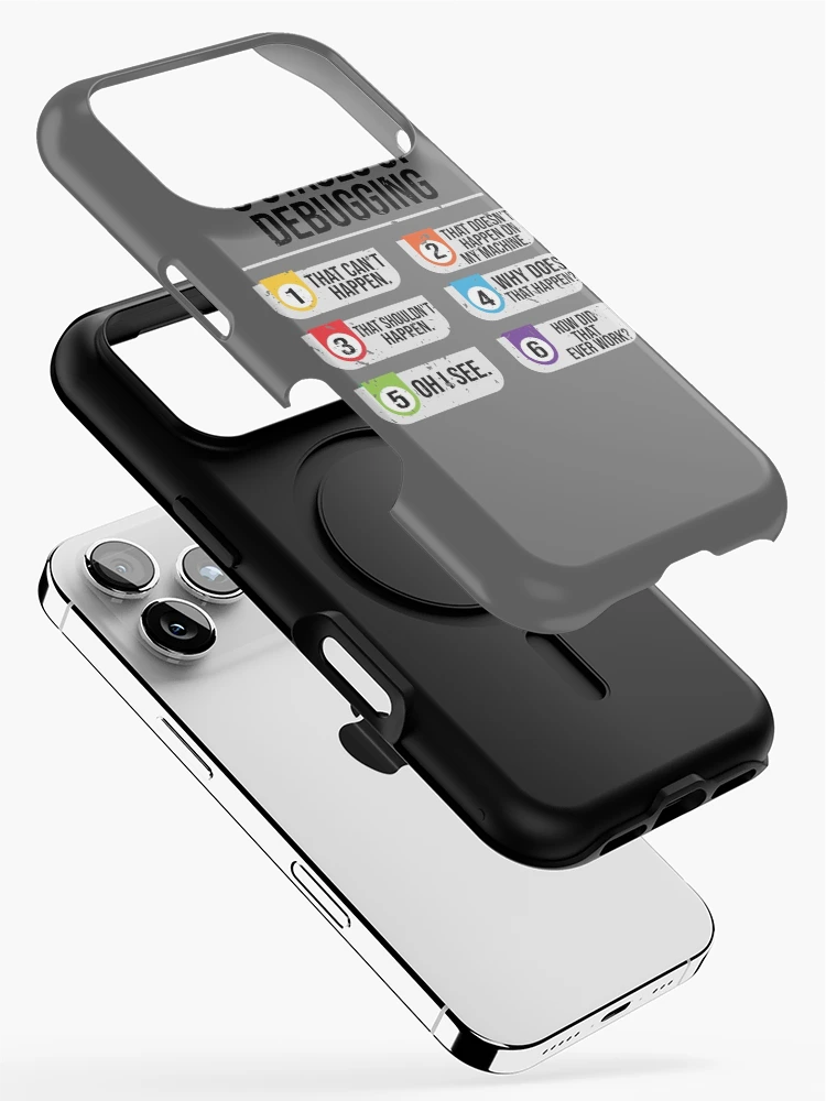 Thumbnail 2 of 4, iPhone Case, 6 Stages Of Debugging Computer Programming designed and sold by eulonix.