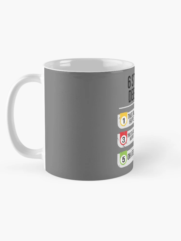 Thumbnail 5 of 6, Coffee Mug, 6 Stages Of Debugging Computer Programming designed and sold by eulonix.
