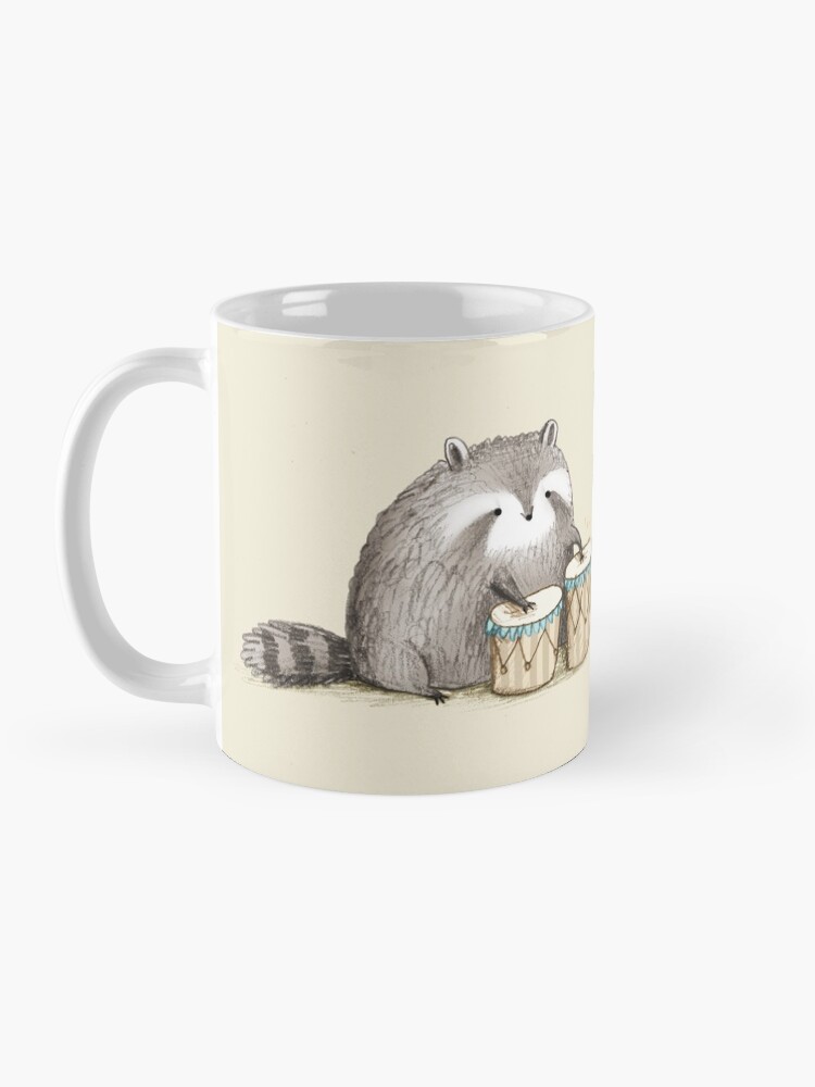 Alternate view of Raccoon on Bongos Mug