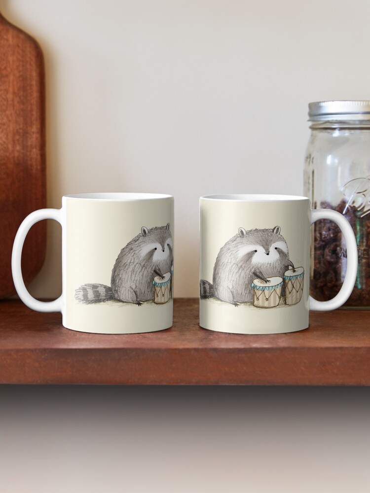 Alternate view of Raccoon on Bongos Mug