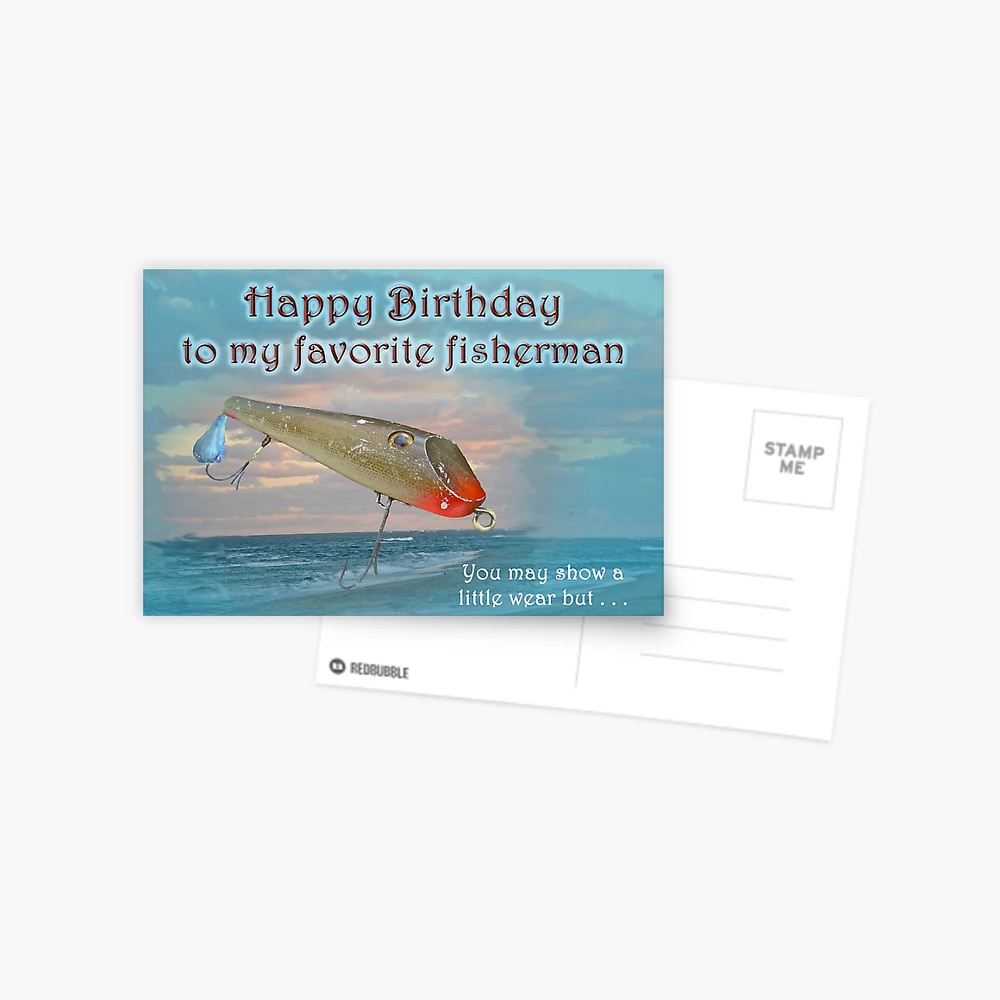 Fisherman Birthday Card - Fishmaster Vintage Fishing Lure | Postcard