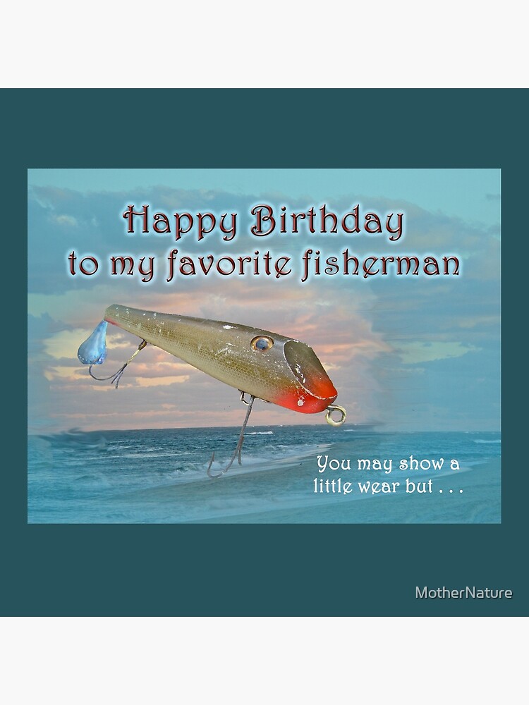 J and J Flop Tail Vintage Saltwater Fishing Lure - Blue | Greeting Card