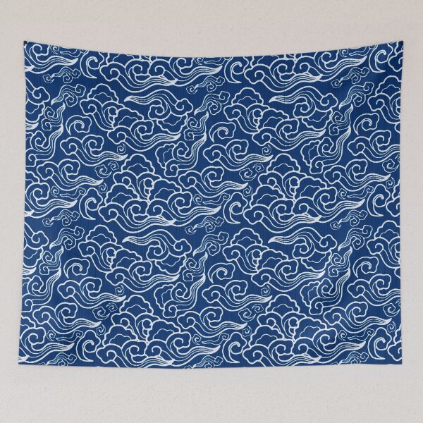 Item preview, Vintage Japanese Clouds, Cobalt Blue and White  designed and sold by Marymarice.