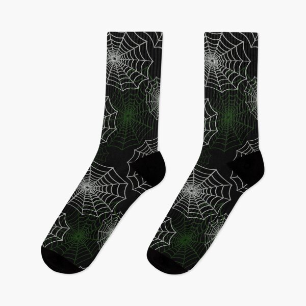 Item preview, Green and White Spider Web Cobweb Silk Halloween Pattern on Dark Black designed and sold by Creepyhollow.