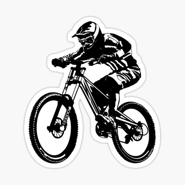 Sticker Muursticker VTT - Femme en VTT descendant un chemin raide