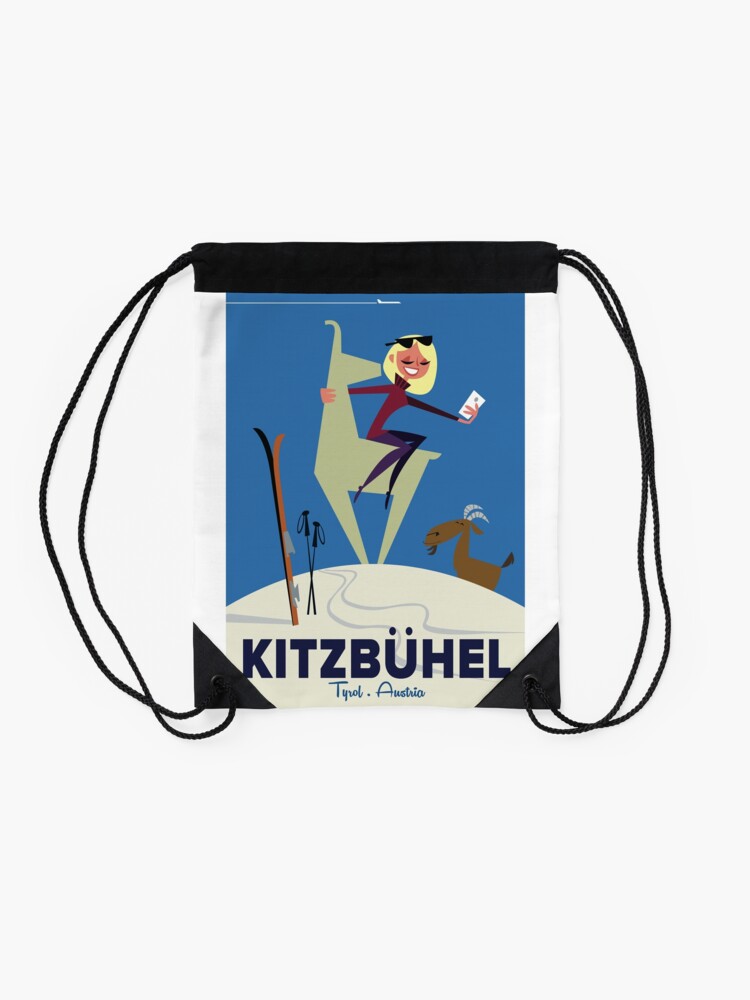 Alternate view of Kitzbuhel poster Drawstring Bag