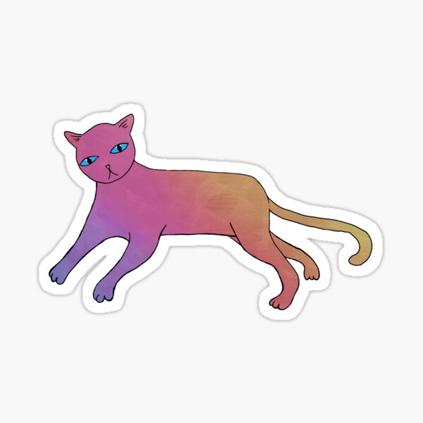 Colorful Cute Cat Hand-drawn Illustration Sticker