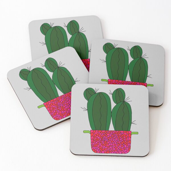 Item preview, Cute Cactus Design #151: Spiky Cacti In Raspberry Inspired Pot designed and sold by DreamCactus.