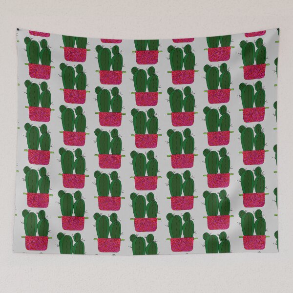 Item preview, Cute Cactus Design #151: Spiky Cacti In Raspberry Inspired Pot designed and sold by DreamCactus.