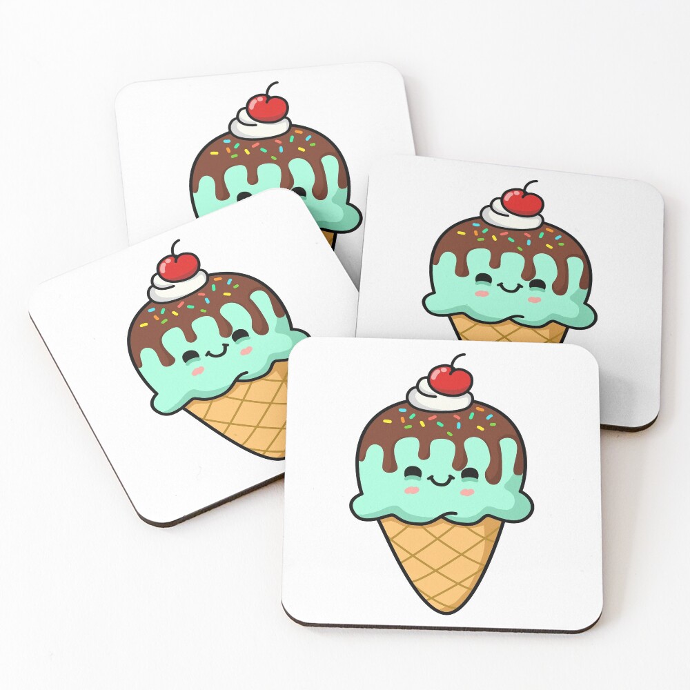 Kawaii Mint Chip Ice Cream Cone Sticker By Kawaiilife 6131