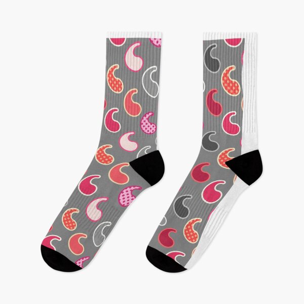 Item preview, Modern Paisley pattern, Coral, Pink on Gray  designed and sold by Marymarice.