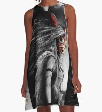 Mononoke Wolf Anime Tra Digital Painting A-Line Dress