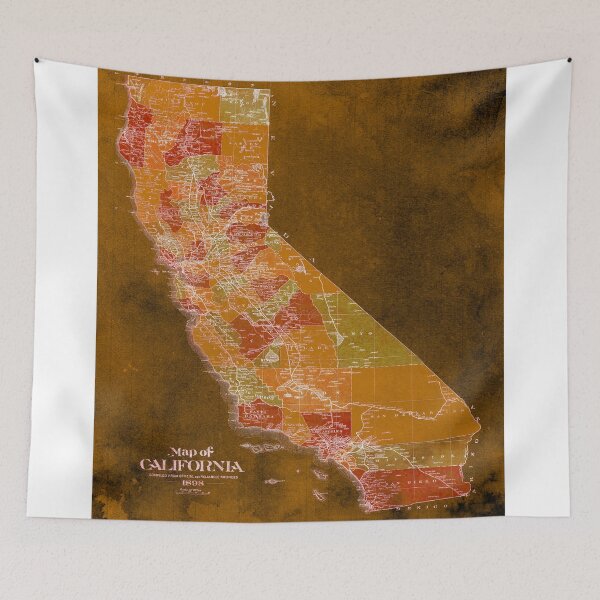 Item preview, California 1898 orange, USA old map designed and sold by drawspots.