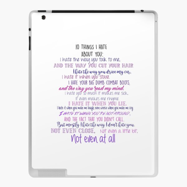 10 Things I Hate about You iPad Skin