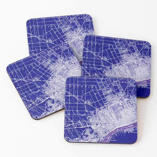 Item preview, Detroit Michigan 1905 old map purple vintage art designed and sold by drawspots.