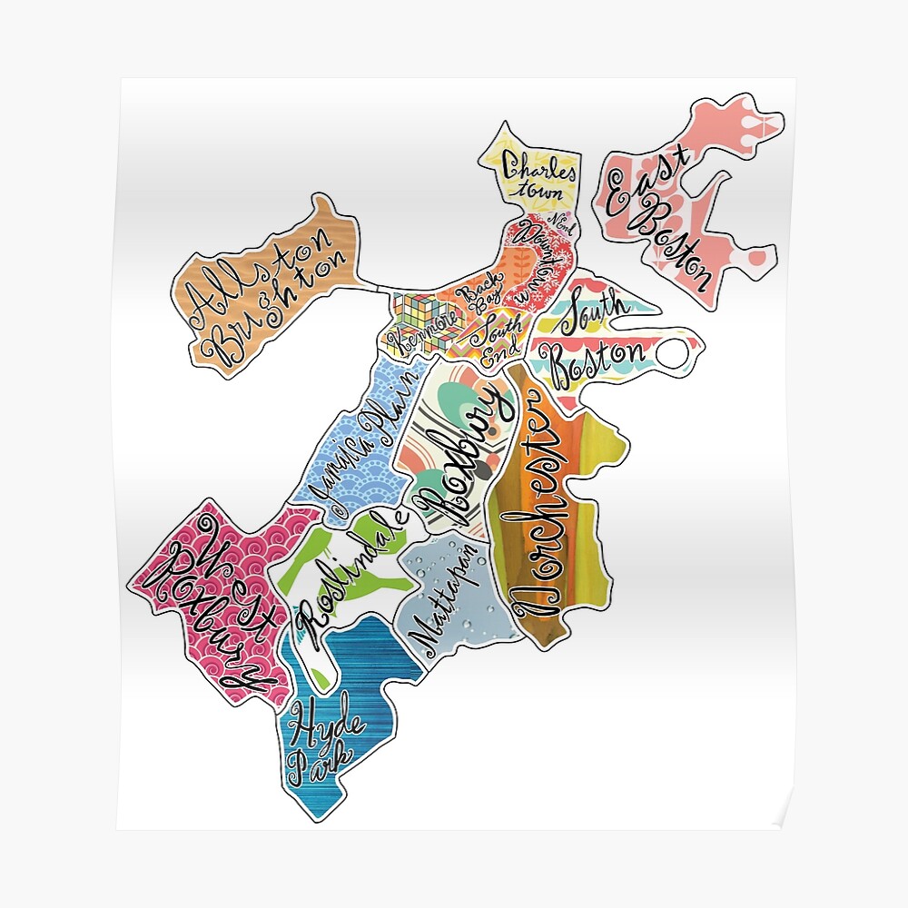 Map Of Boston Poster By Mfarmand Redbubble