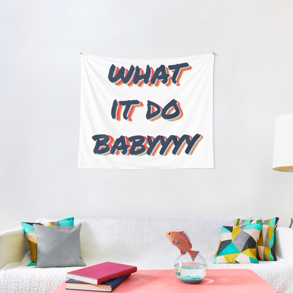what it do babyyyy navy Tapestry