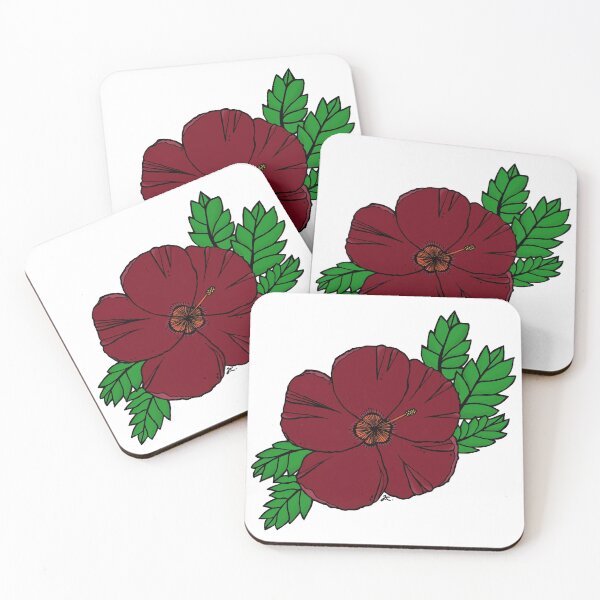 Item preview, maroon hibiscus designed and sold by Jennie Clayton.