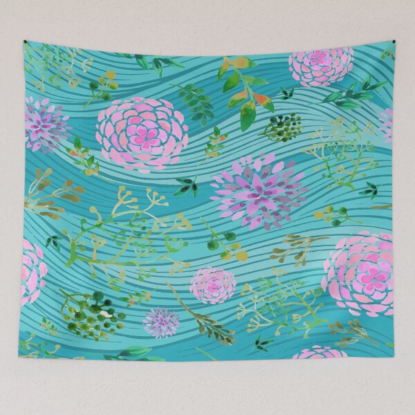 Item preview, Floral Waves Spring Watercolor Flowers Leaves designed and sold by Bebichic.
