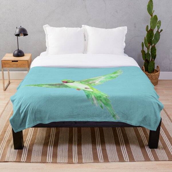 Indian Ringneck Parakeet Throw Blanket