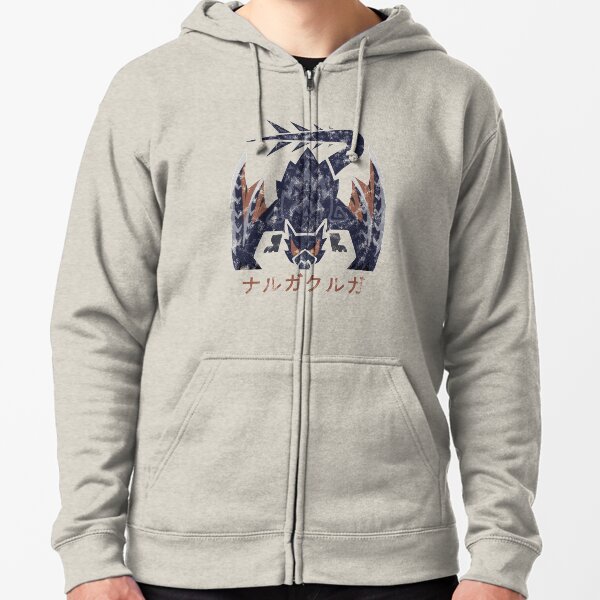 Icône de Kanji Nargacuga à la glace du monde Monster Hunter World Veste zippée à capuche