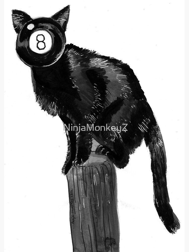 "Inktober 8 Ball Cat" Poster by NinjaMonkeyZ Redbubble